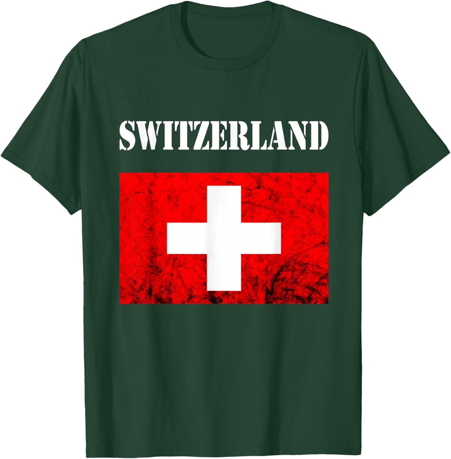 Vintage Swiss Flag Swiss Pride Switzerland Flag Schweiz T-Shirt - T-Shirt | Forest