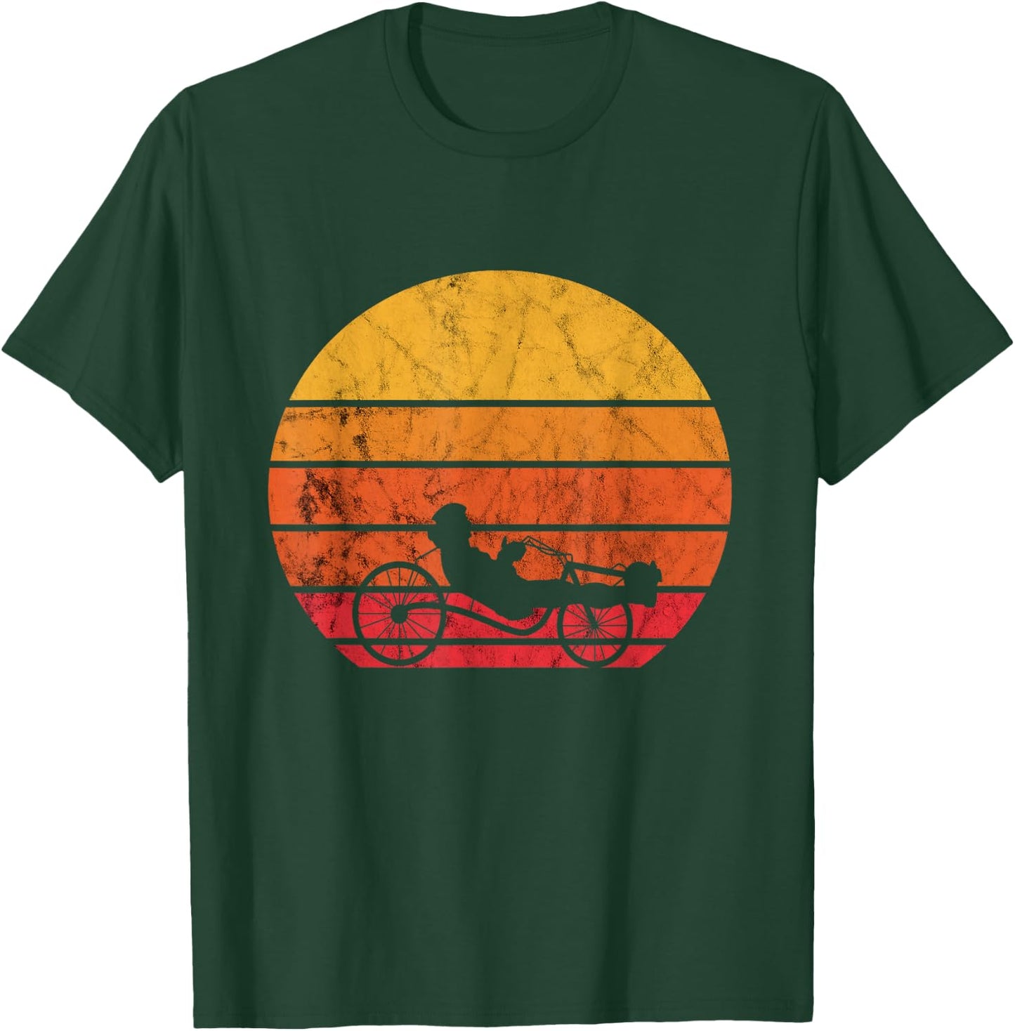 Retro Sunset Recumbent Bike Recumbent Trike Cycling Triker T-Shirt - T-Shirt | Forest