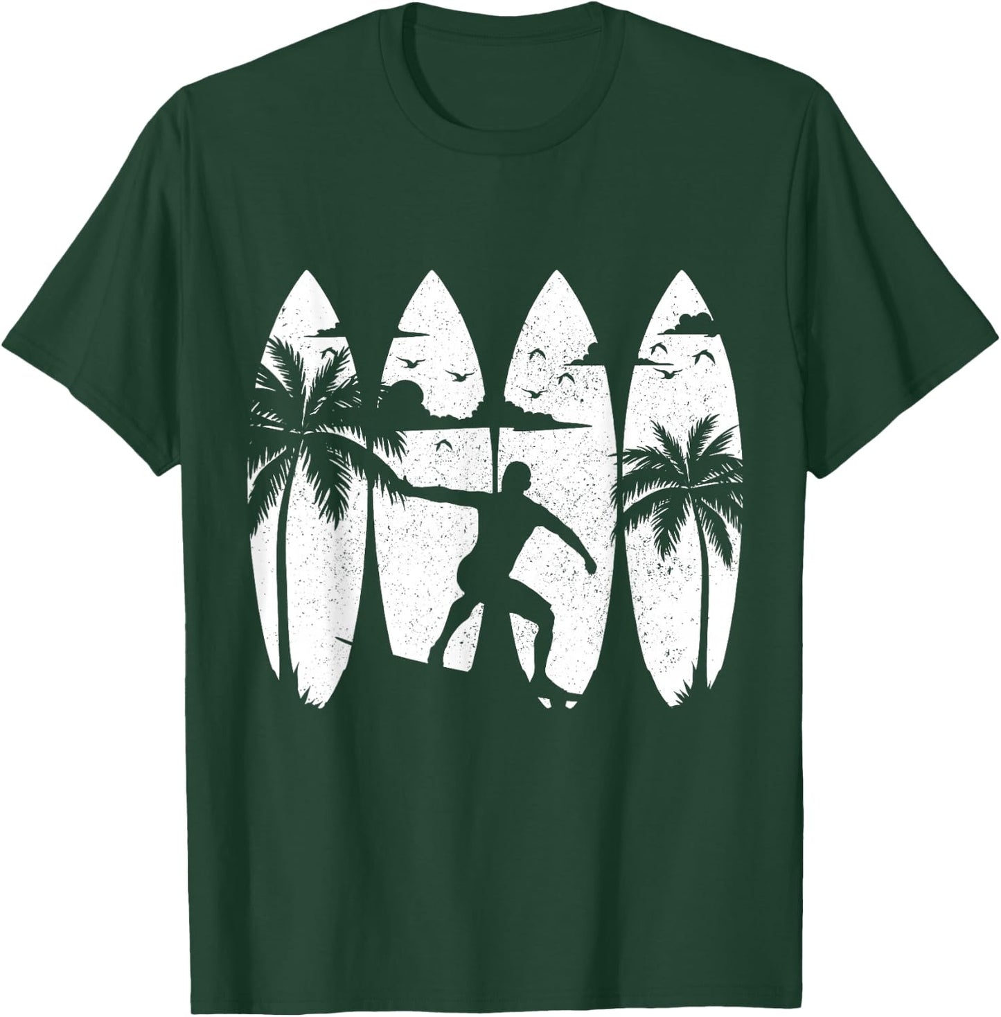 Surfer Surfboard Vintage Surfing Beach Summer Surf T-Shirt - T-Shirt | Forest
