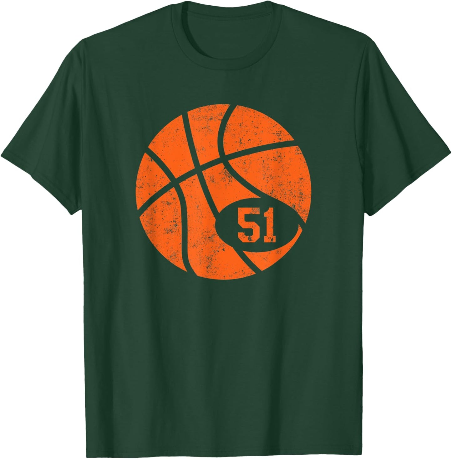 Basketball Classic Sport 51 Jersey Number Vintage Distressed T-Shirt - T-Shirt | Forest