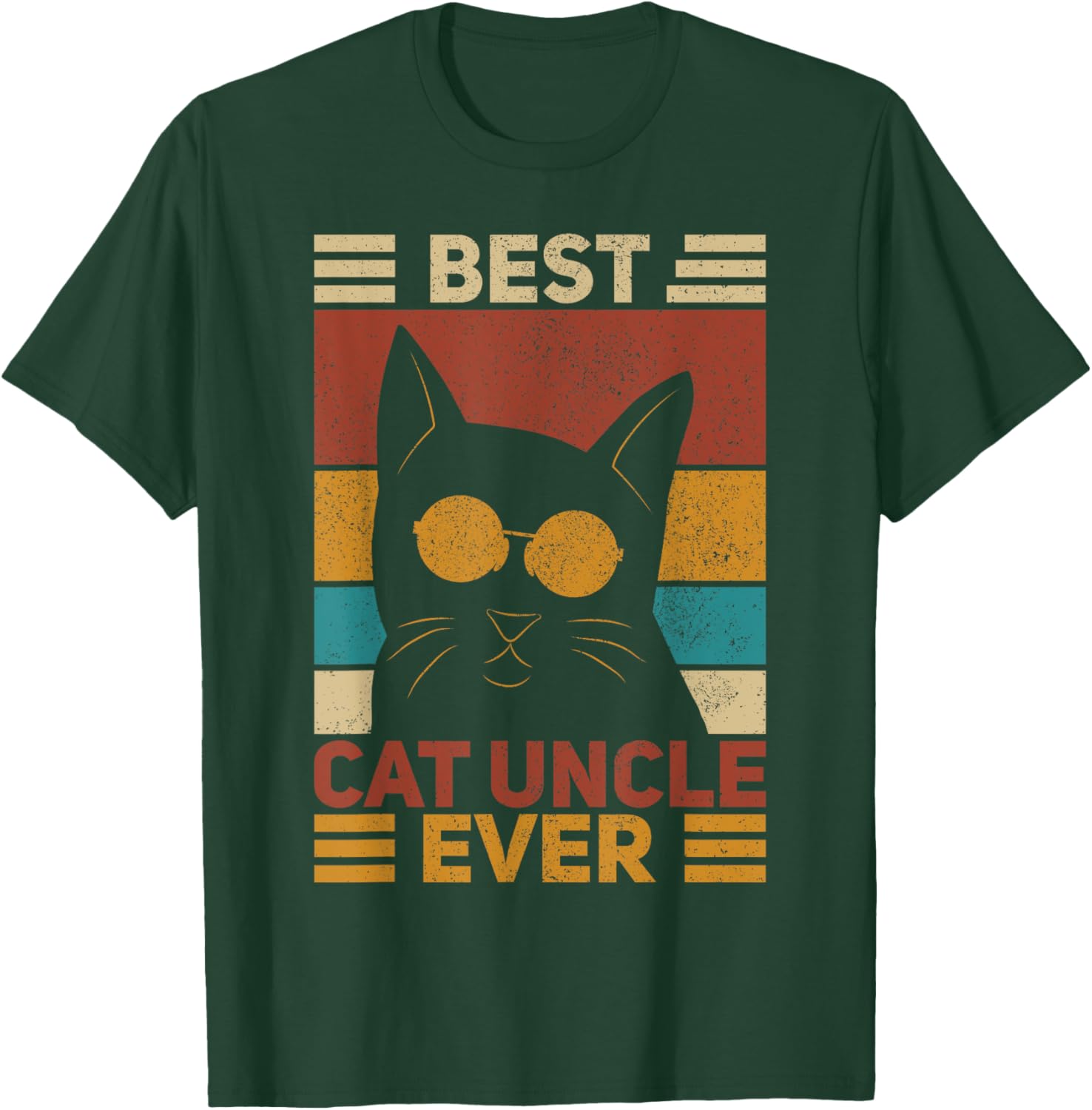 Best Cat Uncle Ever Men Cat Lover Black Cat Themed Funny Cat T-Shirt - T-Shirt | Forest