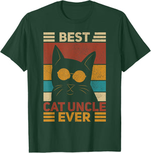 Best Cat Uncle Ever Men Cat Lover Black Cat Themed Funny Cat T-Shirt - T-Shirt | Forest