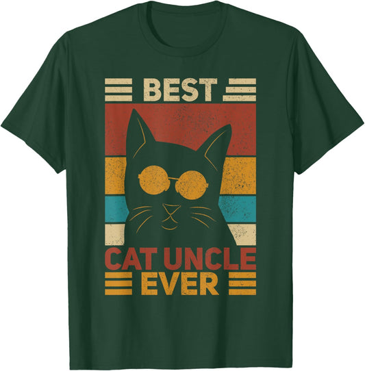 Best Cat Uncle Ever Men Cat Lover Black Cat Themed Funny Cat T-Shirt - T-Shirt | Forest