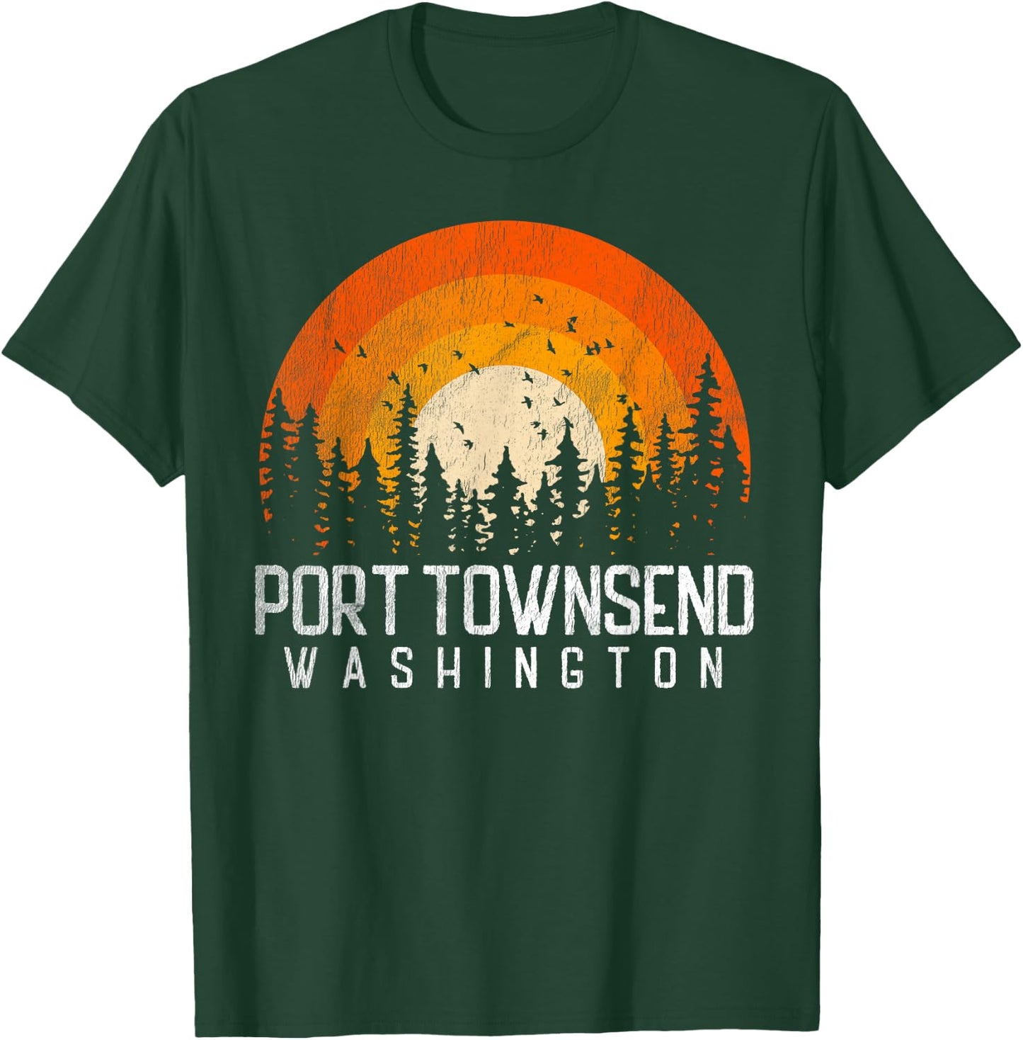 Port Townsend Washington WA Shirt Retro 70s 80s Vintage Gift T-Shirt - T-Shirt | Forest