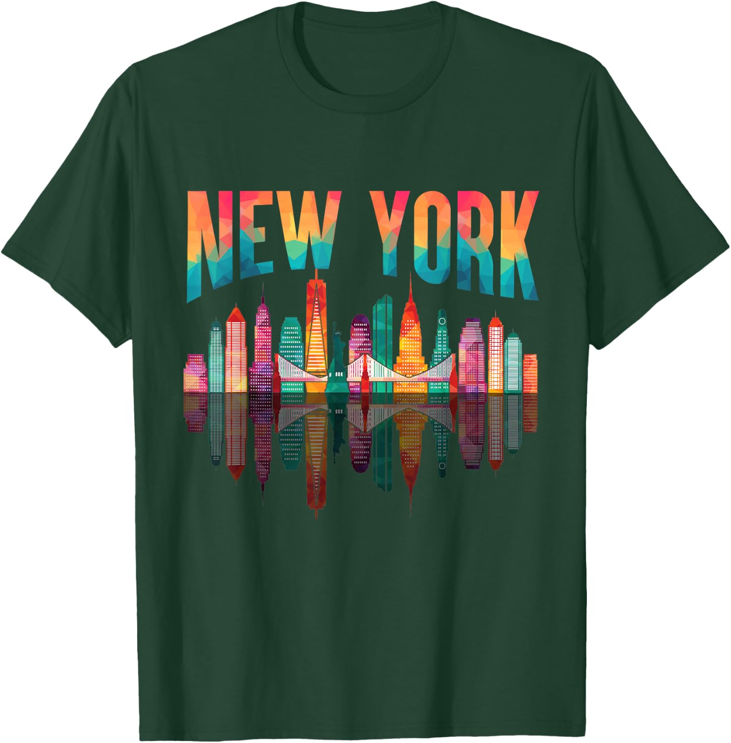 New York City Manhattan NYC Retro 70s 80s Skyline NY City T-Shirt - T-Shirt | Forest