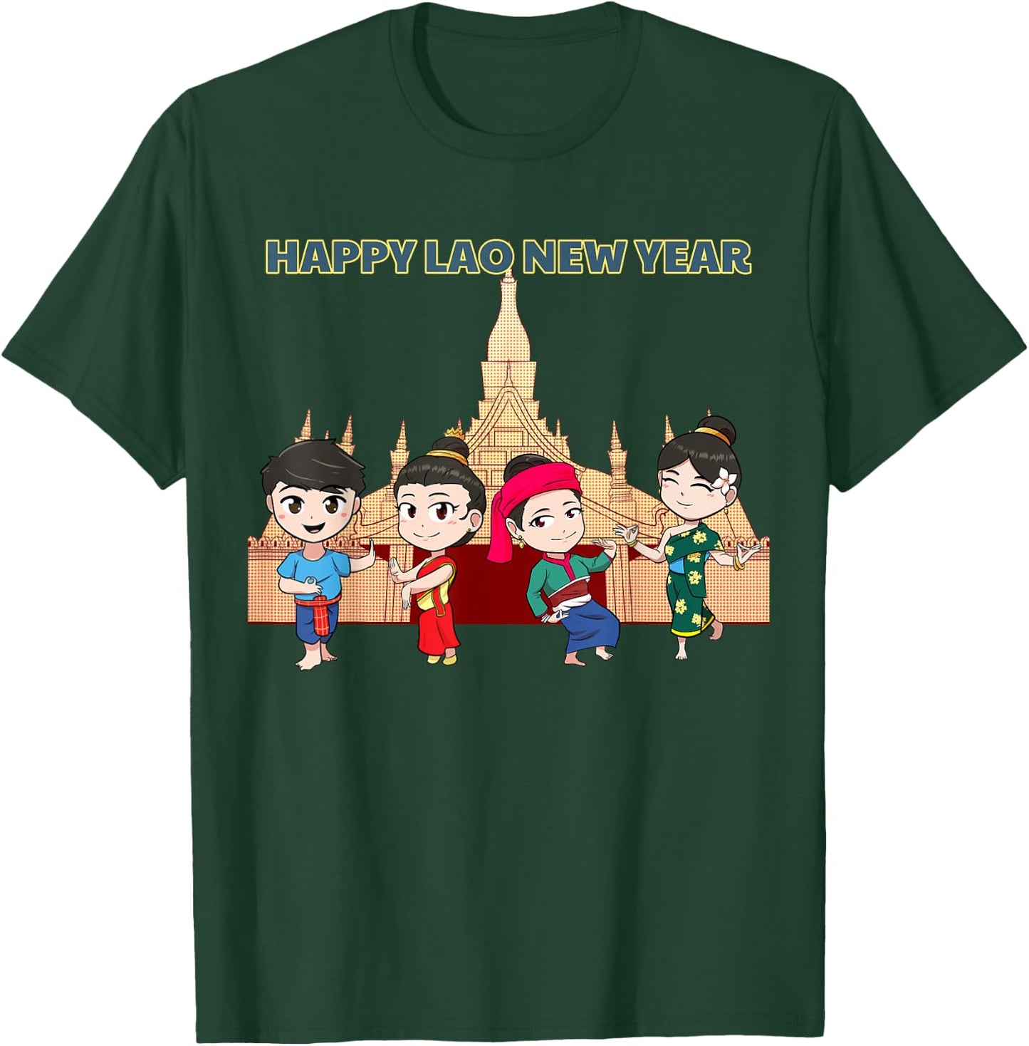 Laos Laotian Pi Mai Lao New Year Temple T-Shirt - T-Shirt | Forest