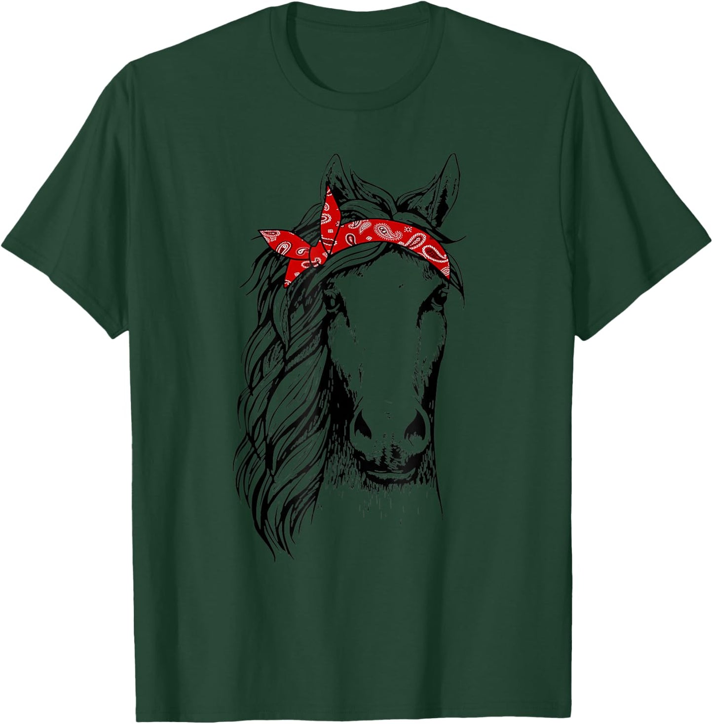 Horse Bandana for Horseback Riding Horse Lover T-Shirt - T-Shirt | Forest