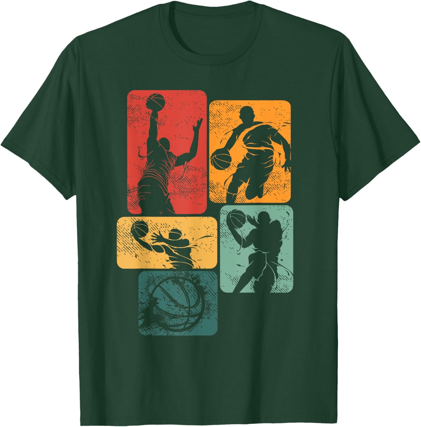 Retro Basketball Player Baller Sport Team Vintage Men Boys T-Shirt - T-Shirt | Forest