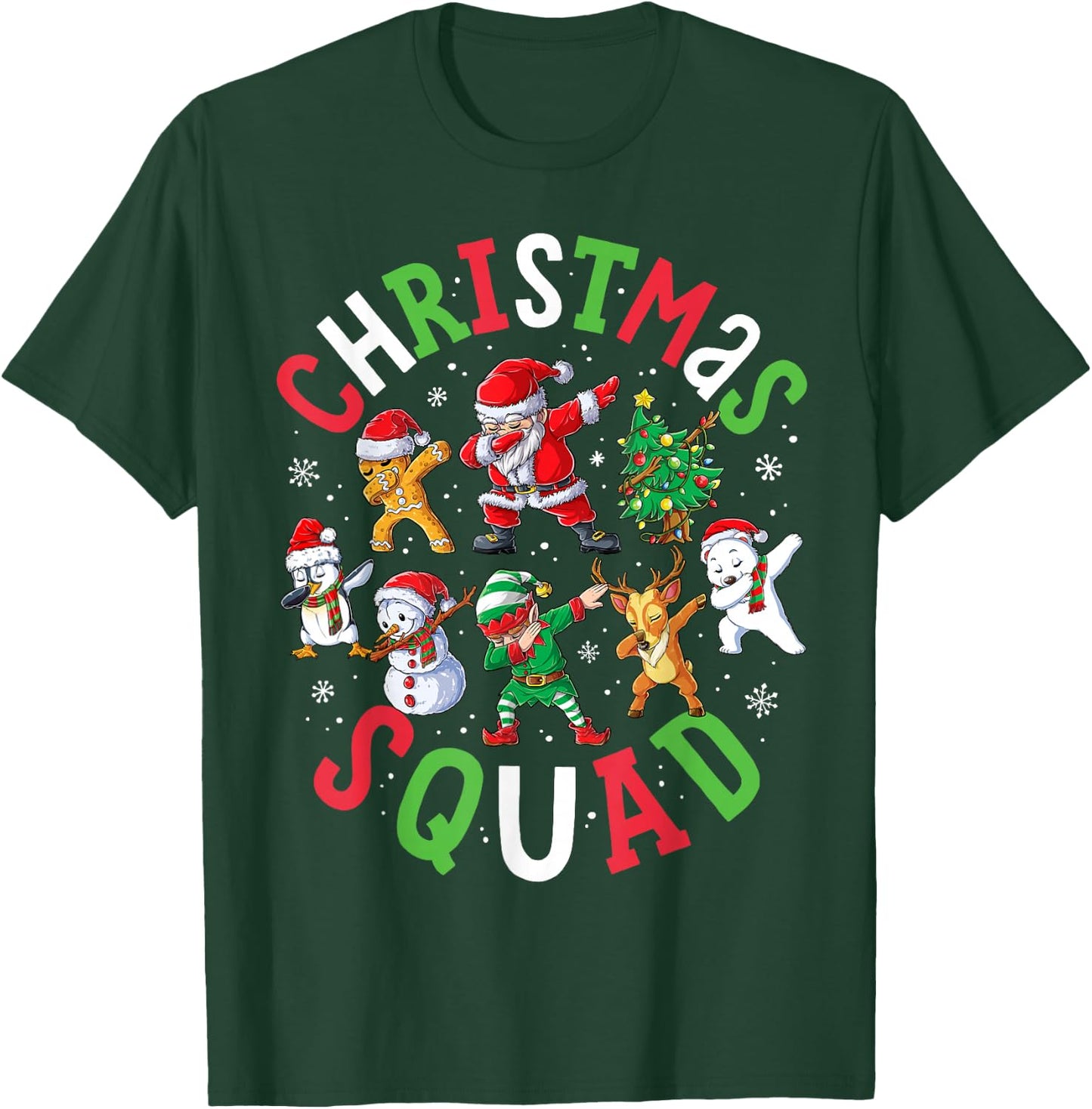Christmas Squad Santa Dabbing Elf Family Matching Pajamas T-Shirt - T-Shirt | Forest