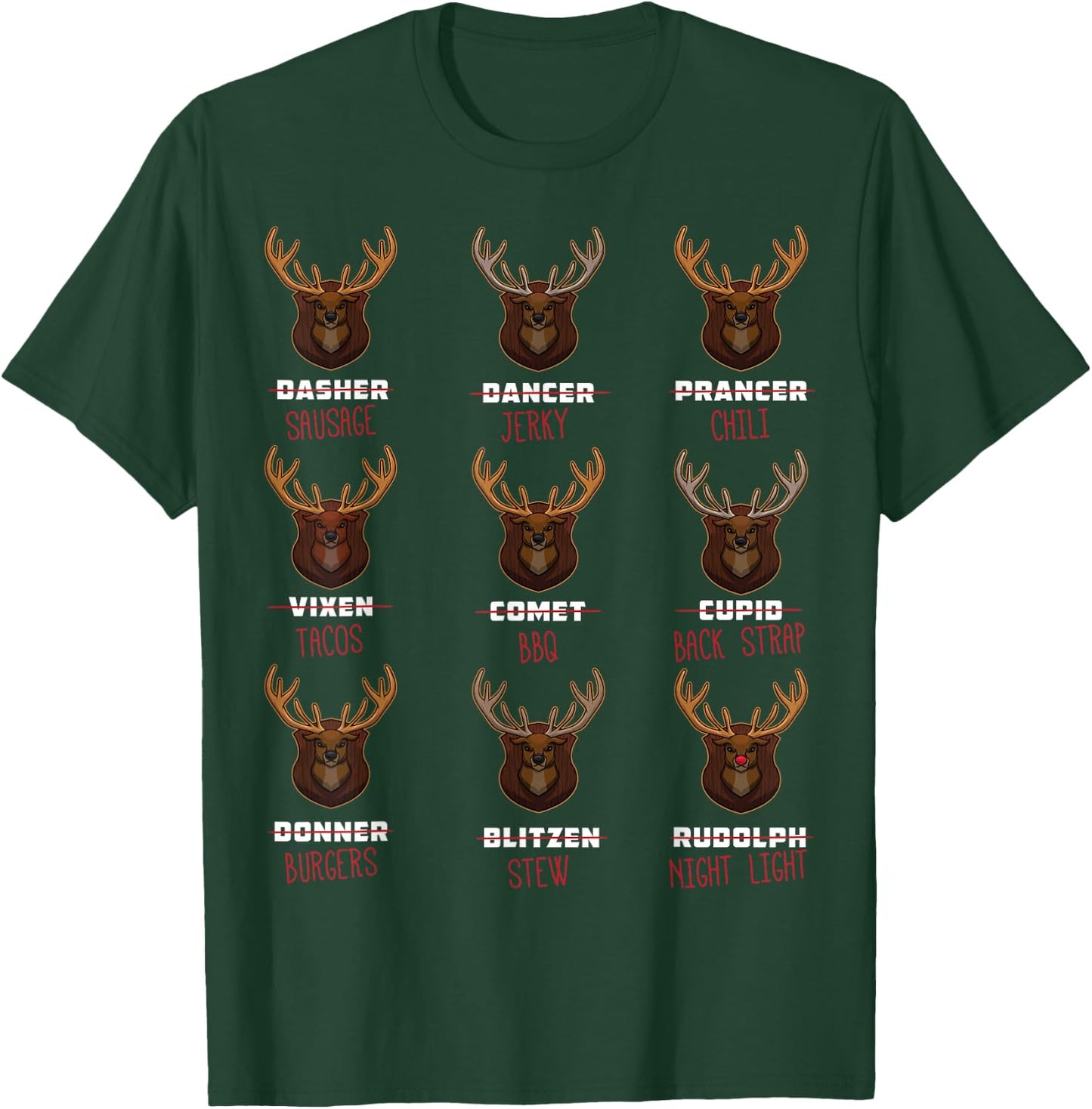 All of Santa's Reindeer Funny Deer Hunter Graphic Christmas T-Shirt - T-Shirt | Forest