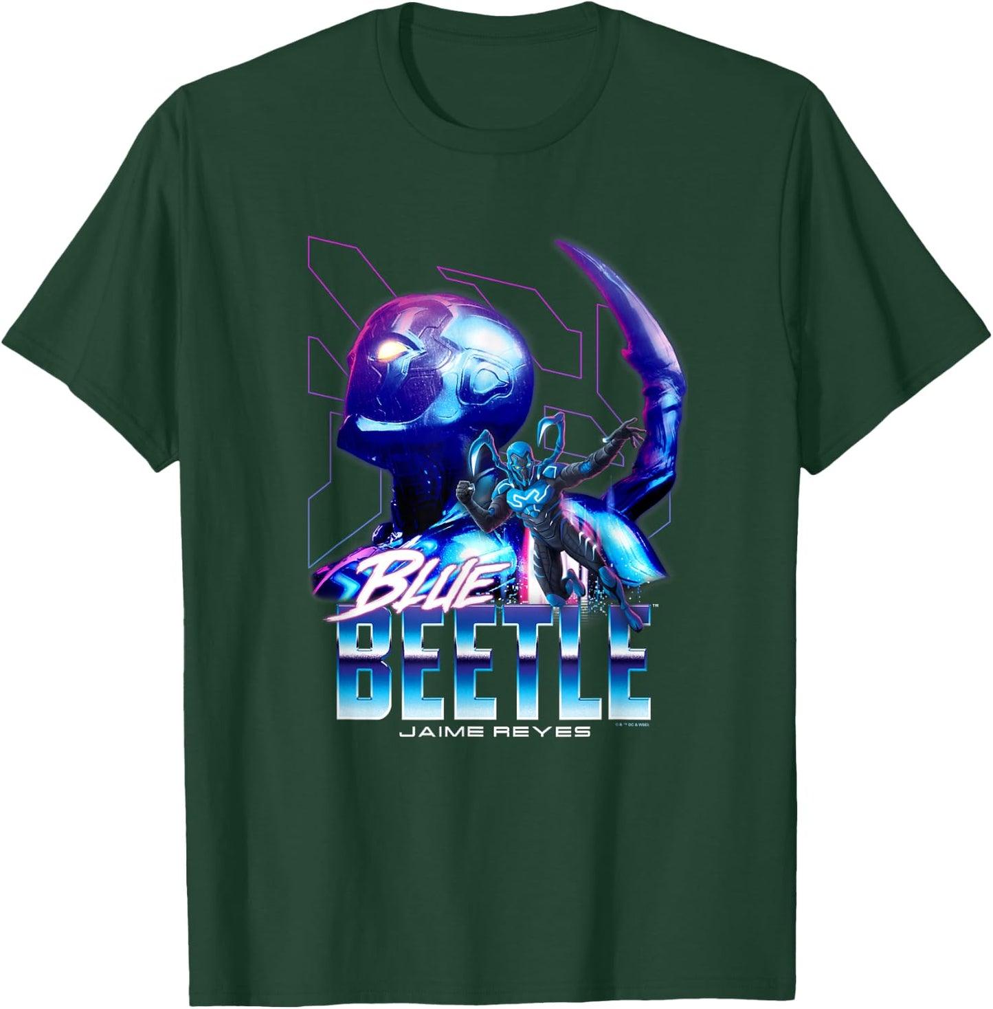 Blue Beetle Jaime Reyes Heroic Neon Outlines Portrait T-Shirt - T-Shirt | Forest