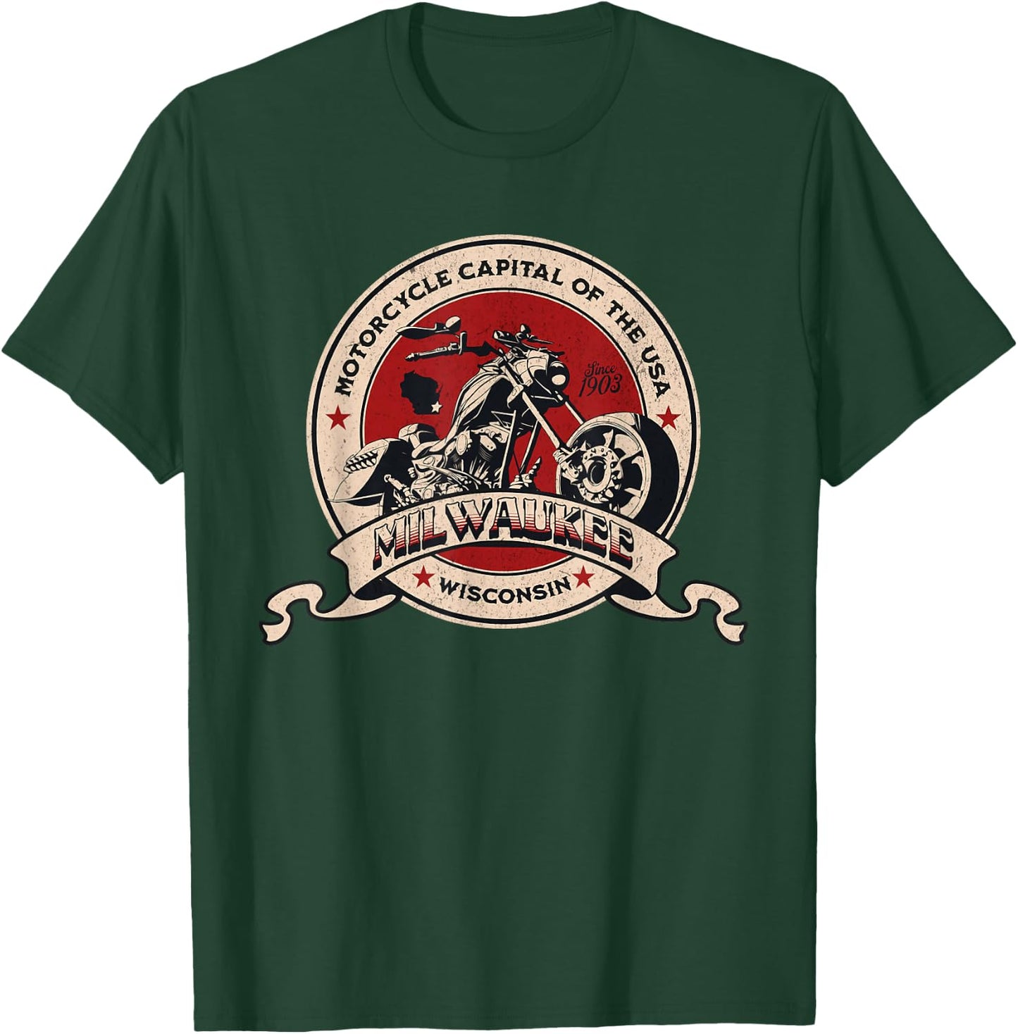 Milwaukee Wisconsin Motorcycle Capital of the USA Logo T-Shirt - T-Shirt | Forest