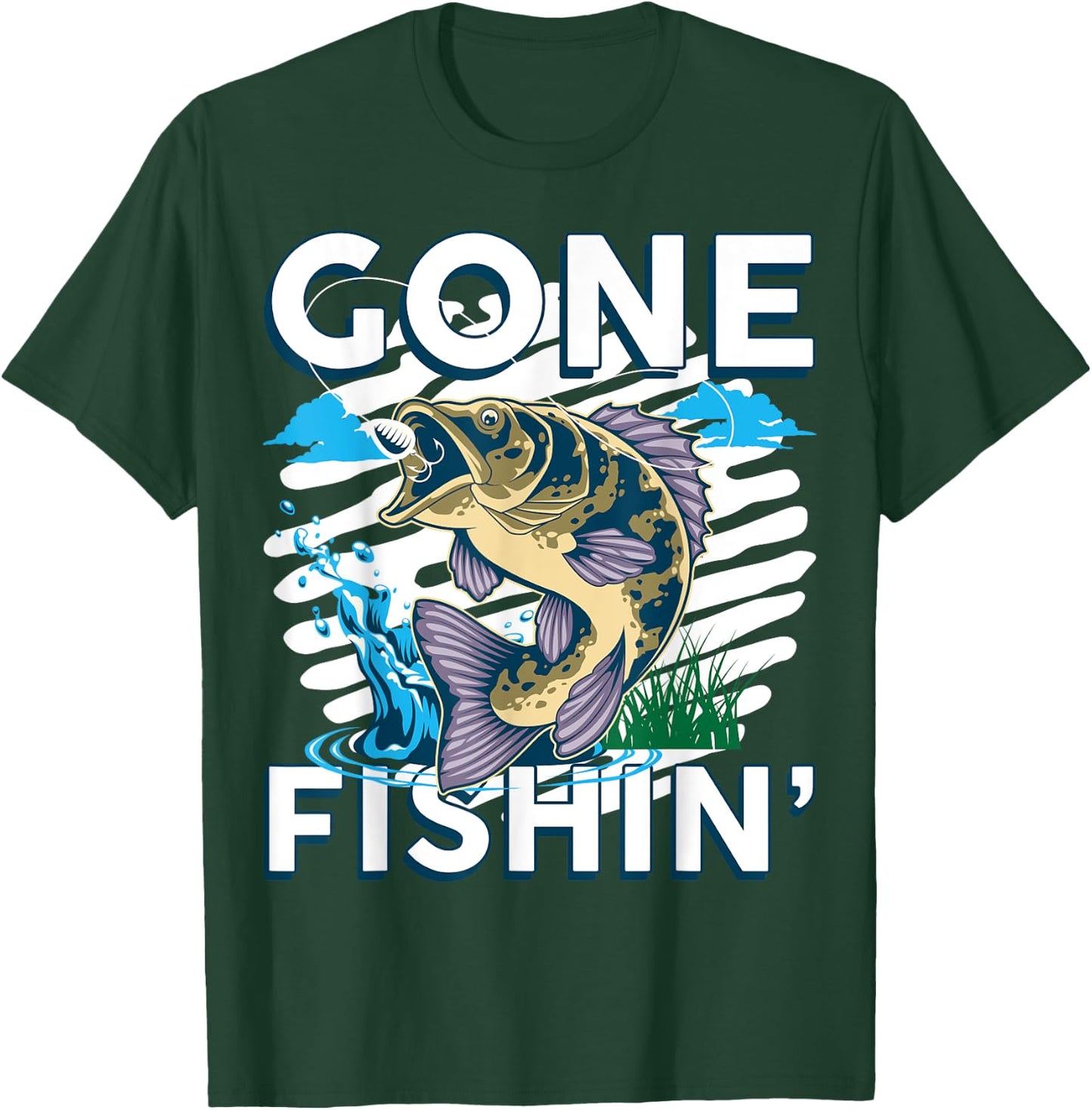 Fishing Gone Fishing Funny Bass Fish Fisherman Dad T-Shirt - T-Shirt | Forest