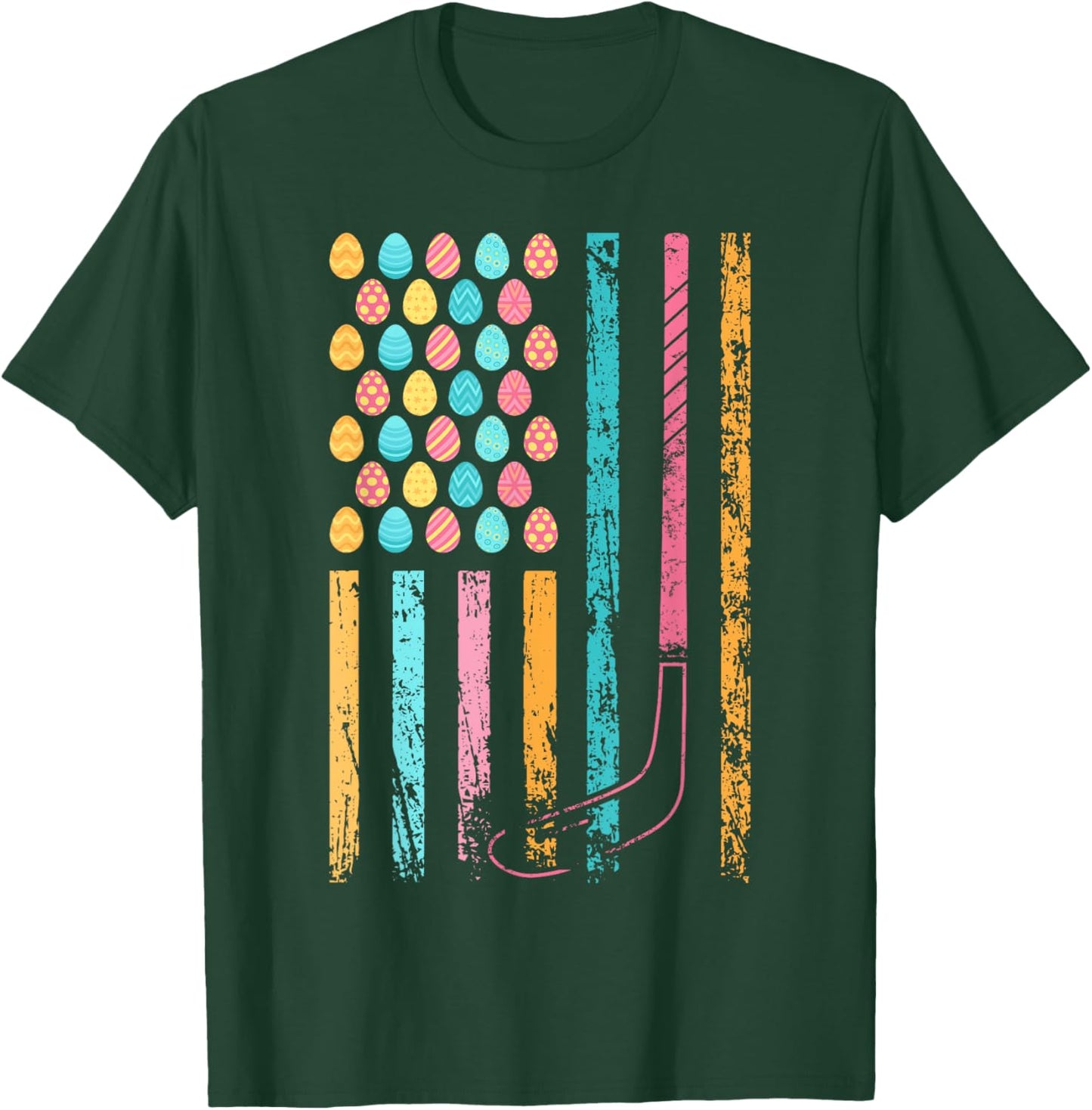 American Sports Flag Easter Egg Decor Ice Hockey T-Shirt - T-Shirt | Forest