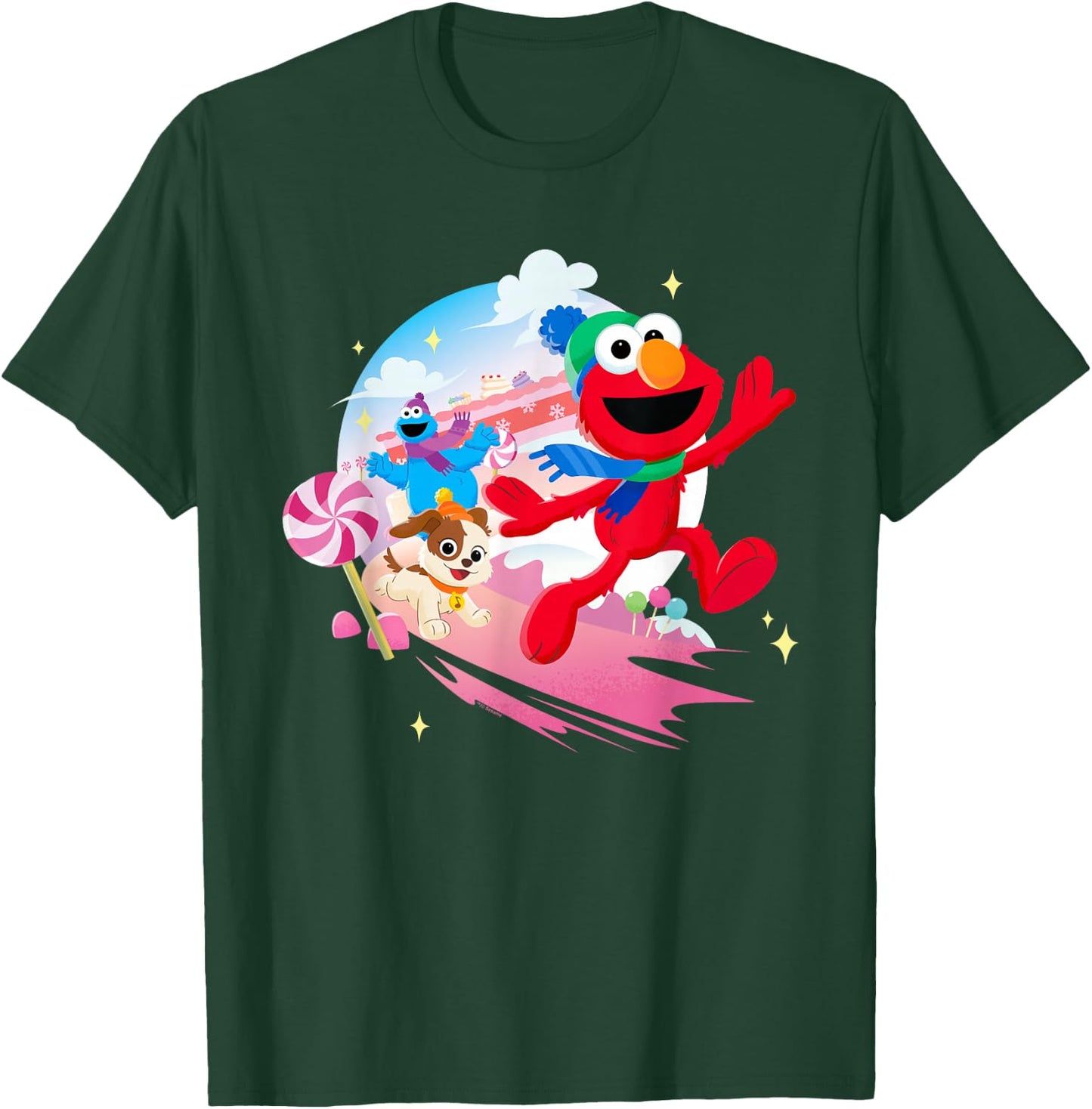 Sesame Street Holiday Cheer With Elmo, Tango, Cookie Monster T-Shirt - T-Shirt | Forest