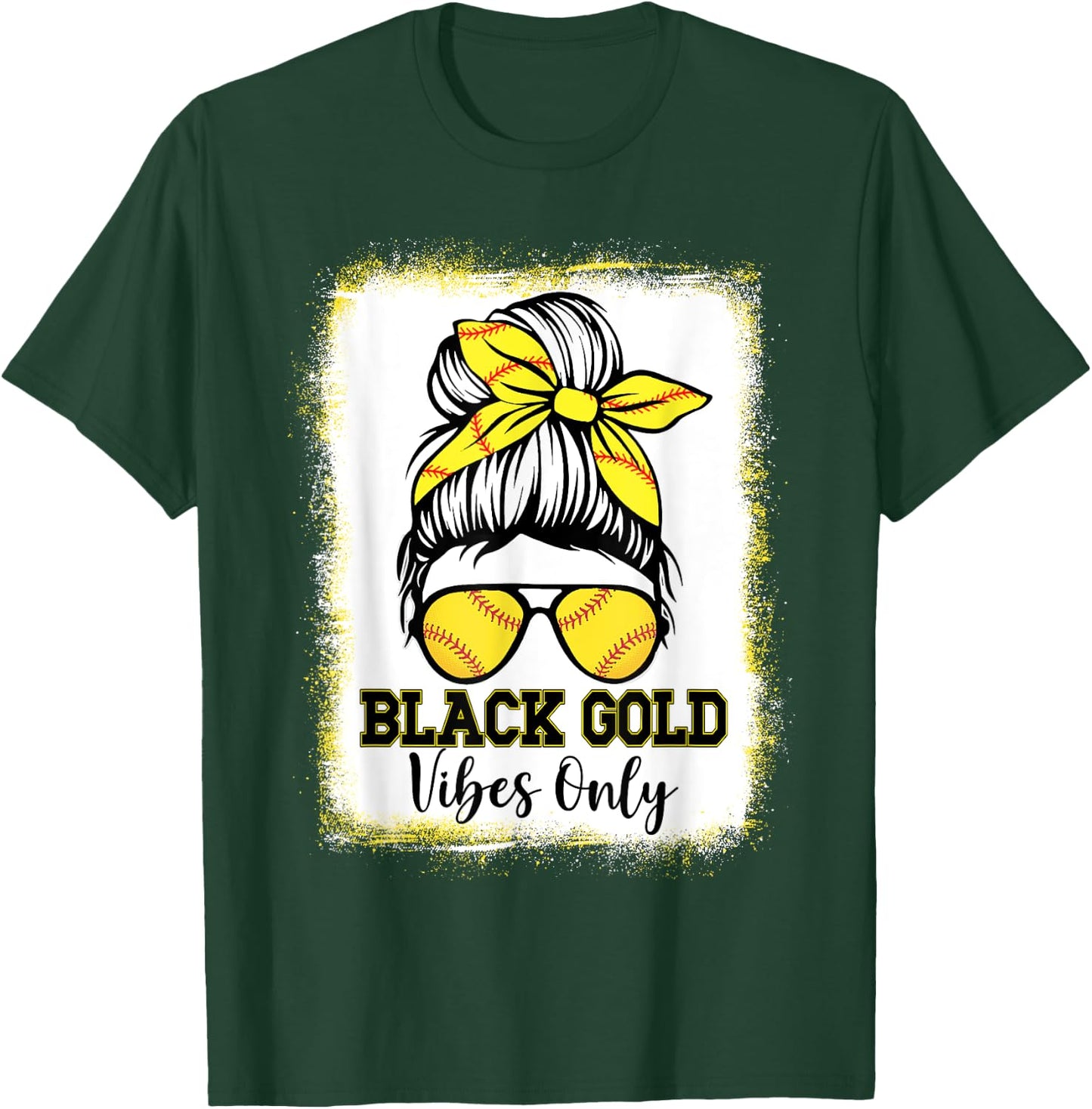 Black Gold Vibes Only Softball Shirt Women Leopard Baseball T-Shirt - T-Shirt | Forest