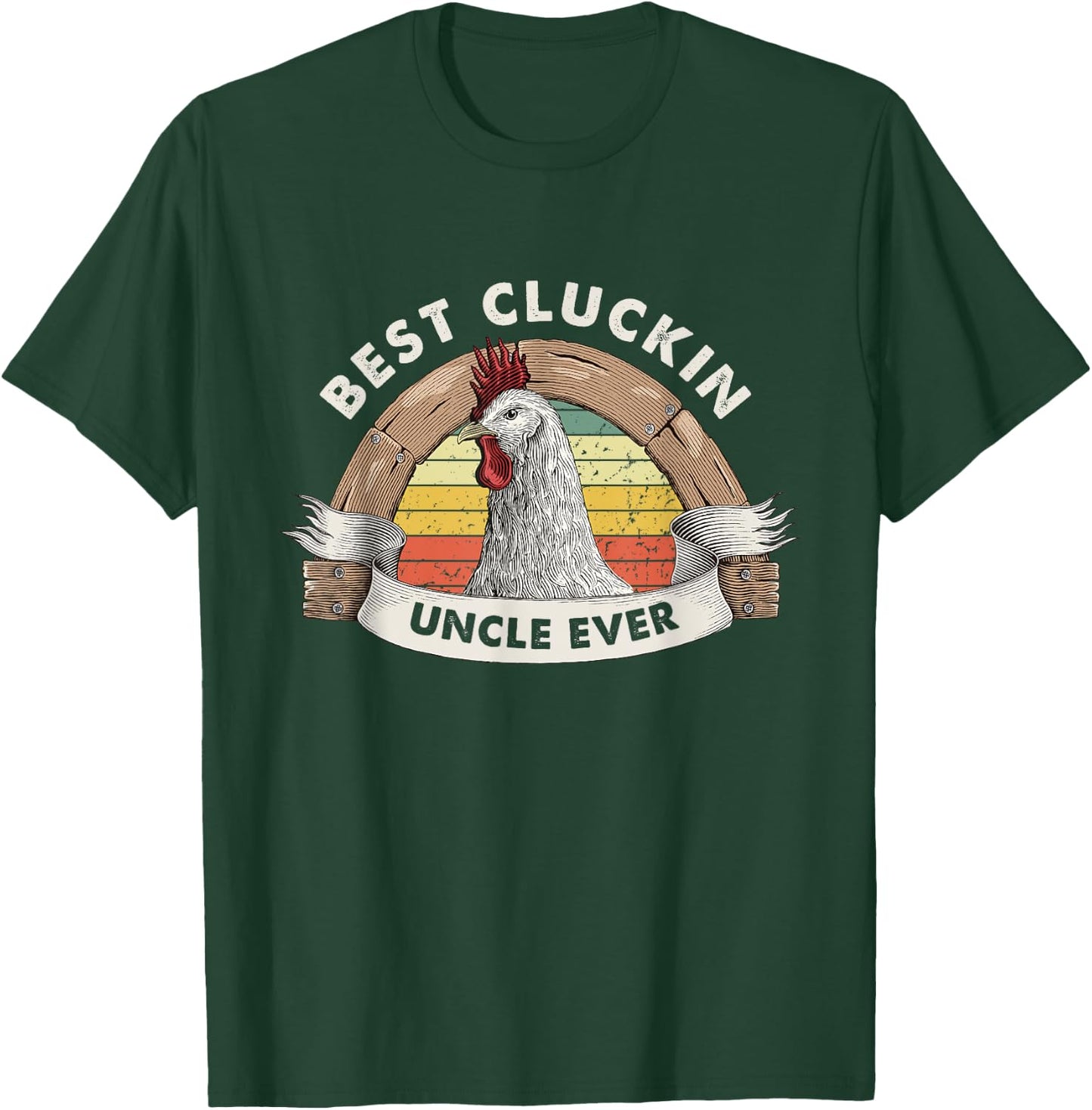 Best Cluckin Uncle Chicken Uncle Poultry Farmer Vintage T-Shirt - T-Shirt | Forest