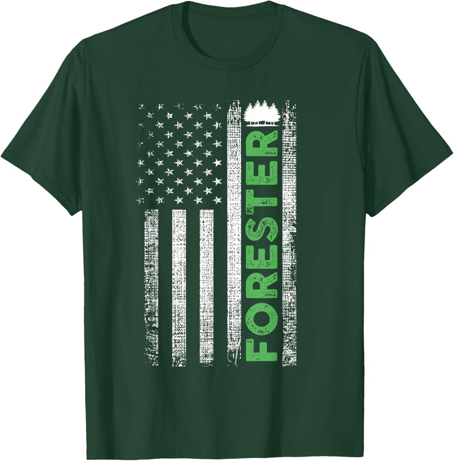 Forest Forestry Worker American Flag Forester T-Shirt - T-Shirt | Forest