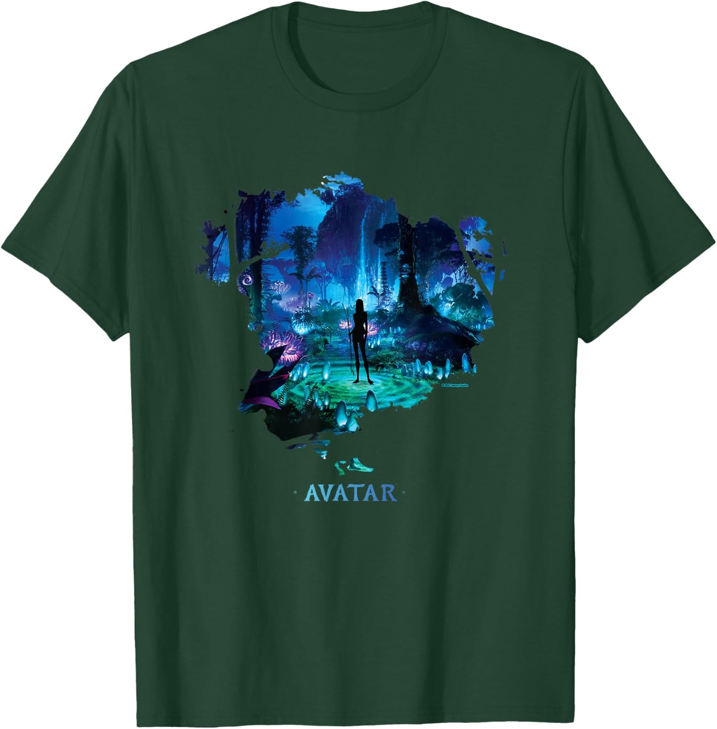 Avatar Na'vi in Pandora Jungle at Night with Logo T-Shirt - T-Shirt | Forest