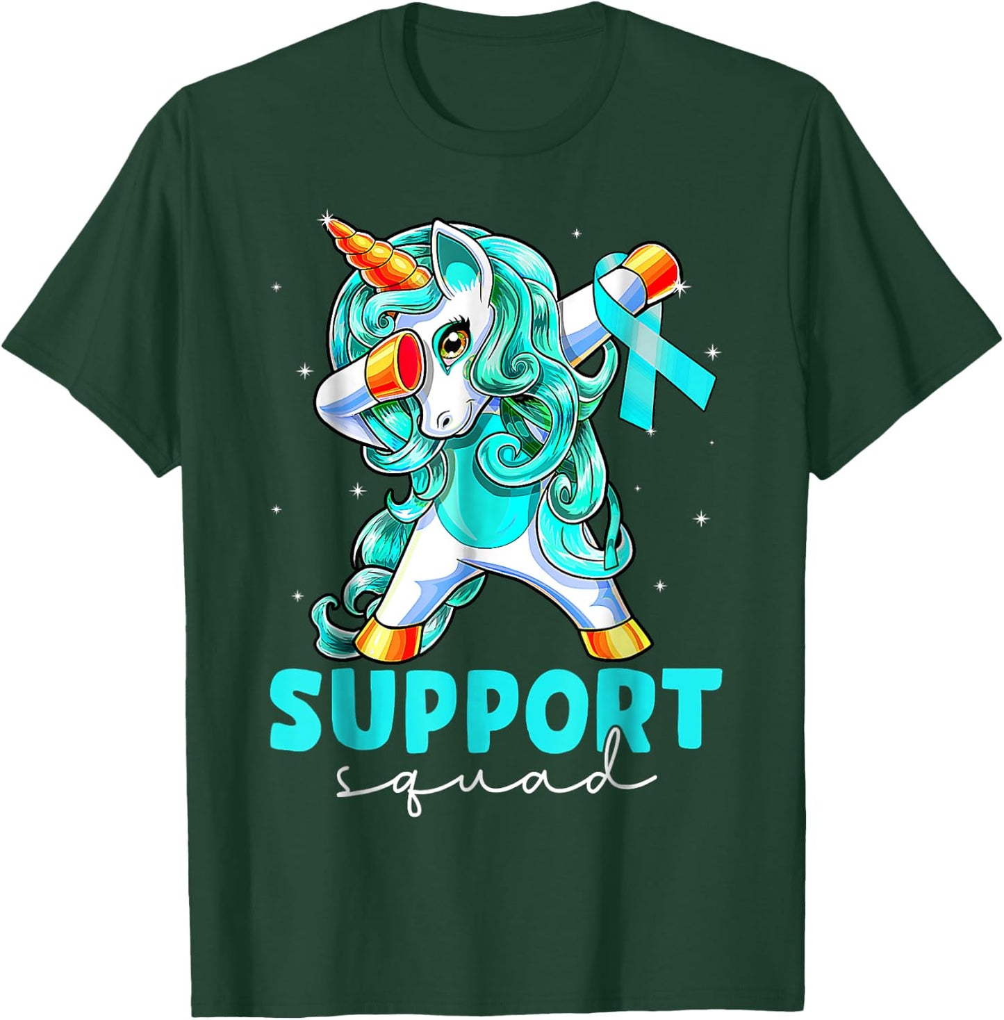 Support Squad Sexual Assault Awareness Teal Unicorn T-Shirt - T-Shirt | Forest