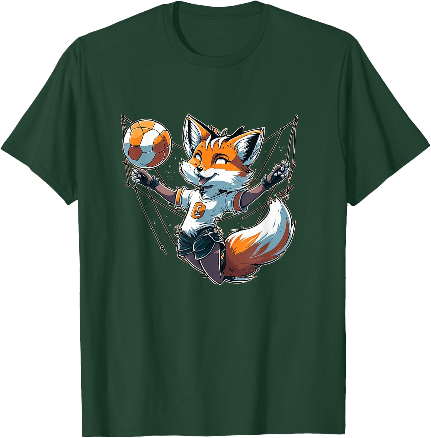 Volleyball Fox - Fox and Volleyball T-Shirt - T-Shirt | Forest