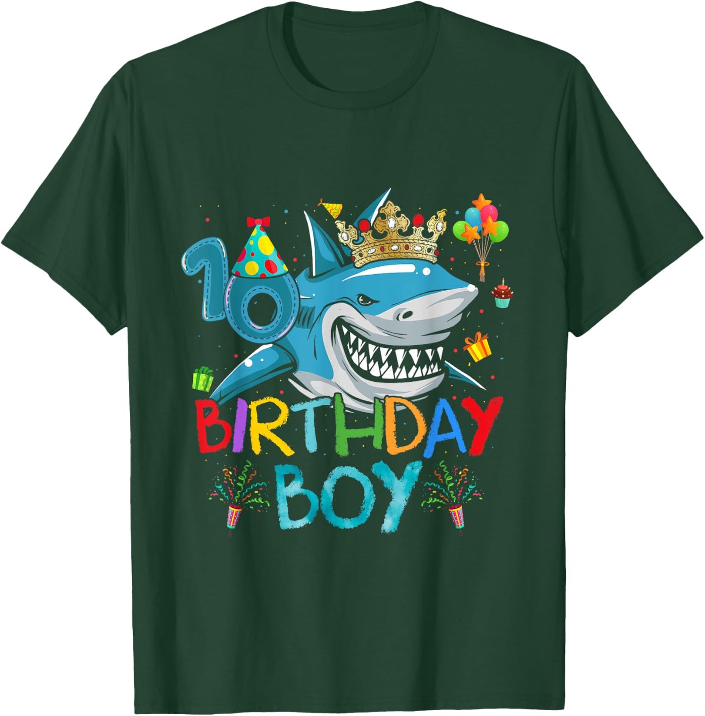 10th Birthday Shark Ocean Theme Party 10 Years Old For Boy T-Shirt - T-Shirt | Forest