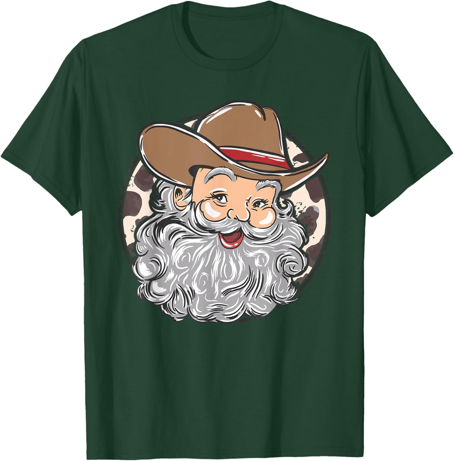 Western Cowboy Santa Christmas Cowboy Groovy Retro Xmas T-Shirt - T-Shirt | Forest