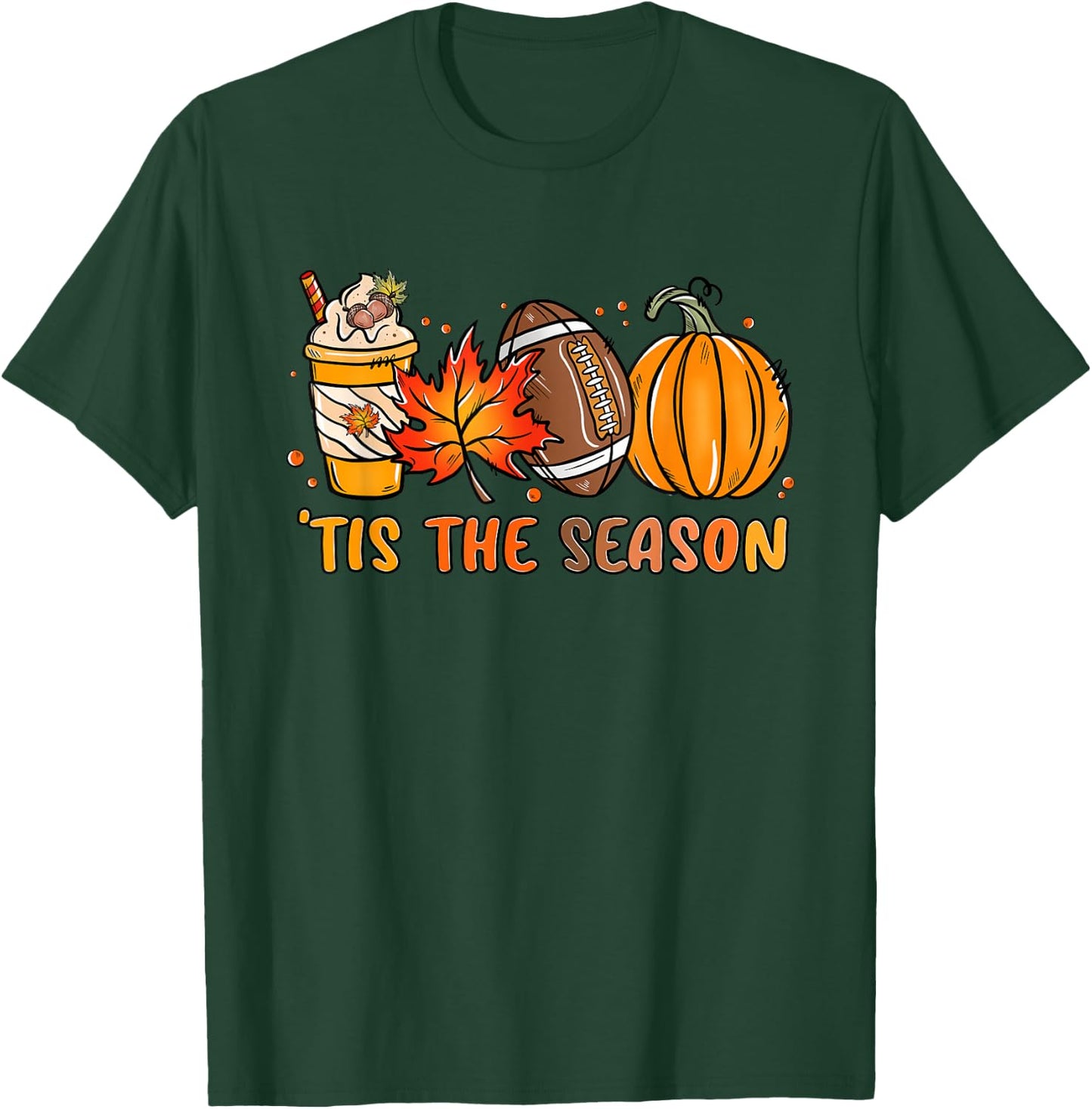 Turkey Football Outfit Kids Adults Boys Thanksgiving T-Shirt - T-Shirt | Forest