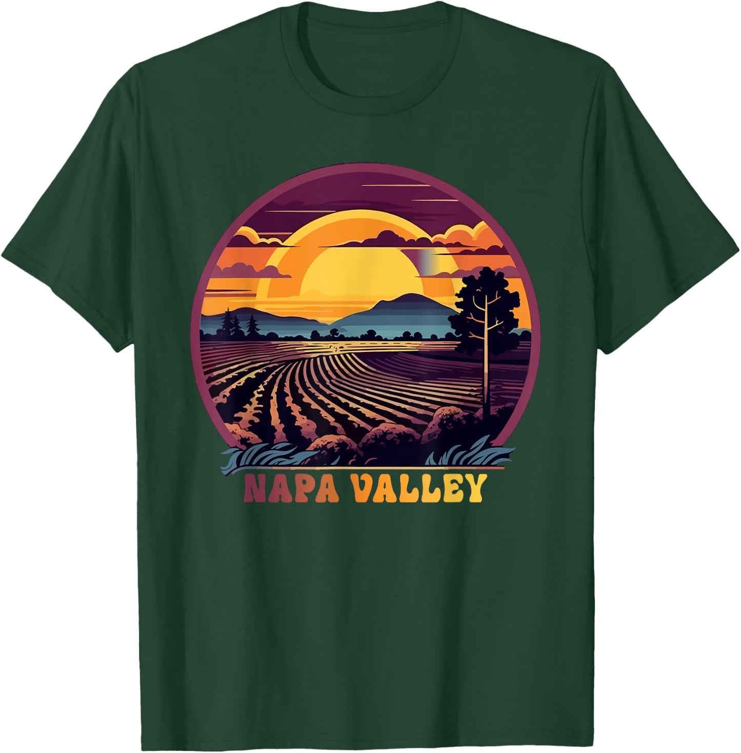 Napa Valley Vineyard Winery Vintage Retro Sunset Souvenir T-Shirt - T-Shirt | Forest