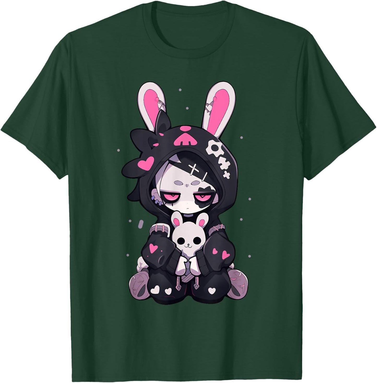 Goth Bunny Anime Girl Cute E-Girl Gothic Outfit Grunge T-Shirt - T-Shirt | Forest