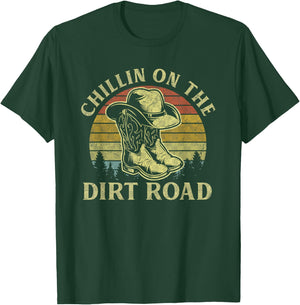Chillin On The Dirt Road Vintage Cowboy Hat Western Life T-Shirt - T-Shirt | Forest