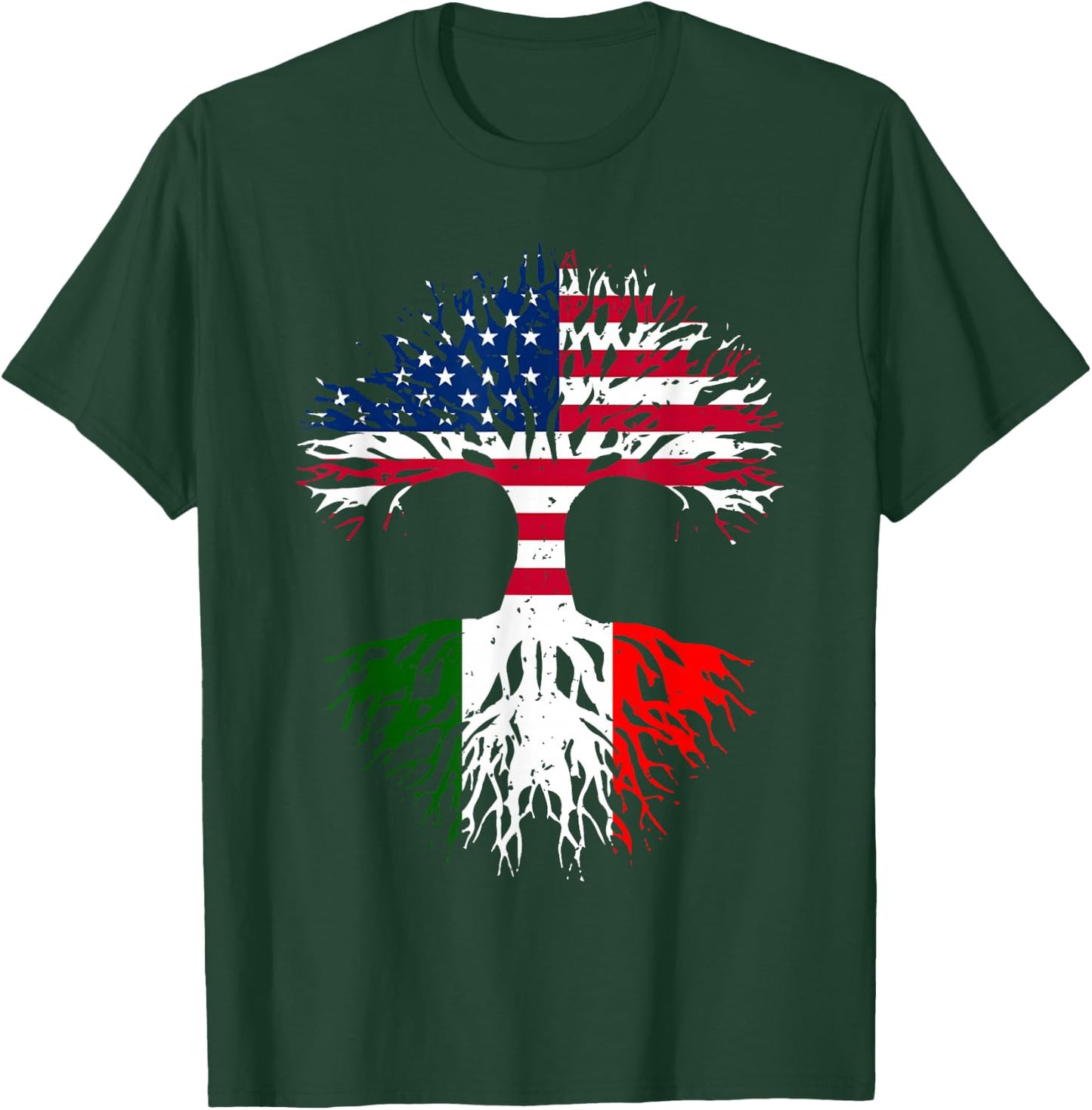 Italian Roots American Grown Tree USA Flag Funny Italy Flag T-Shirt - T-Shirt | Forest
