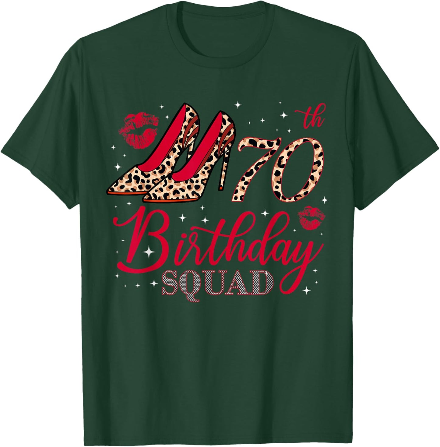 70 Year Old Birthday Squad Leopard 70th Birthday Matching T-Shirt - T-Shirt | Forest