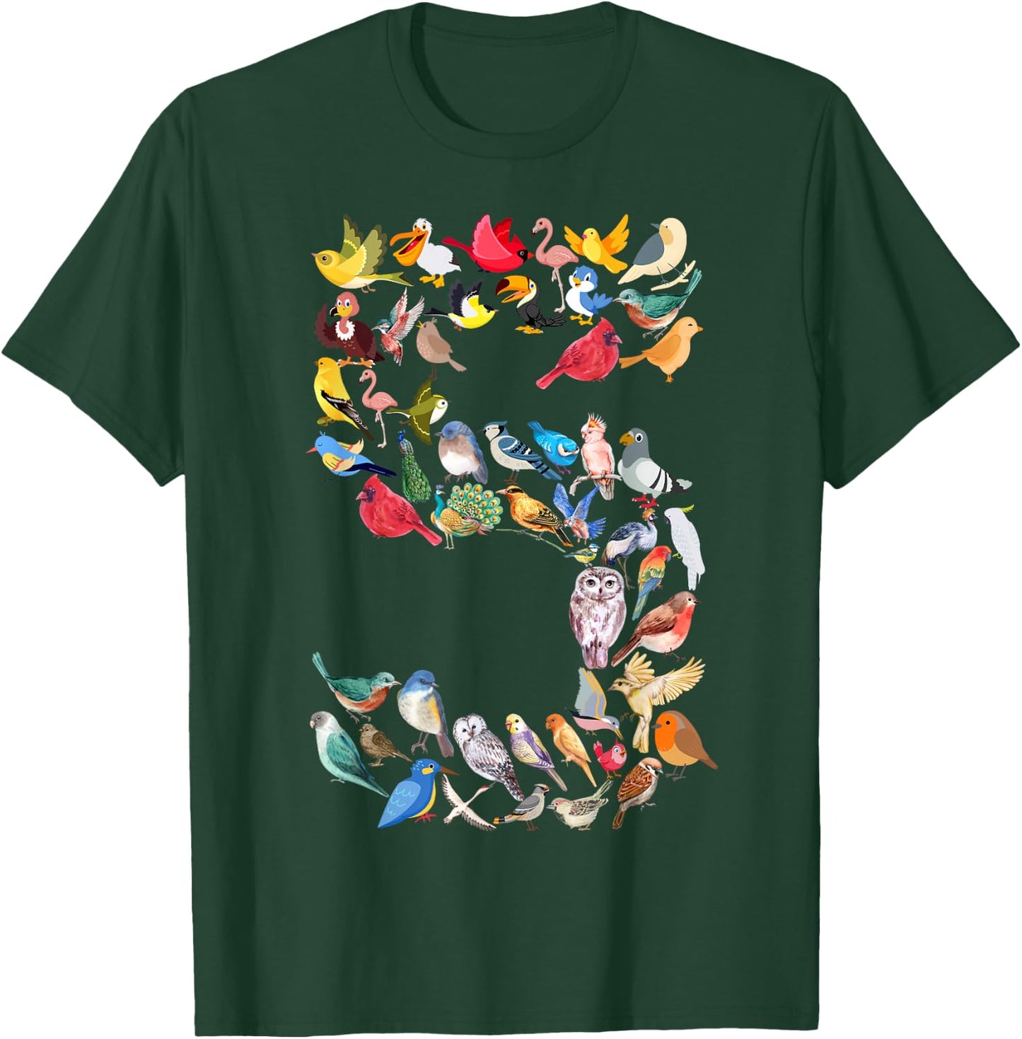 Kids 5th Birthday Birds Themed 5 Year Old Boys Bird Lover T-Shirt - T-Shirt | Forest