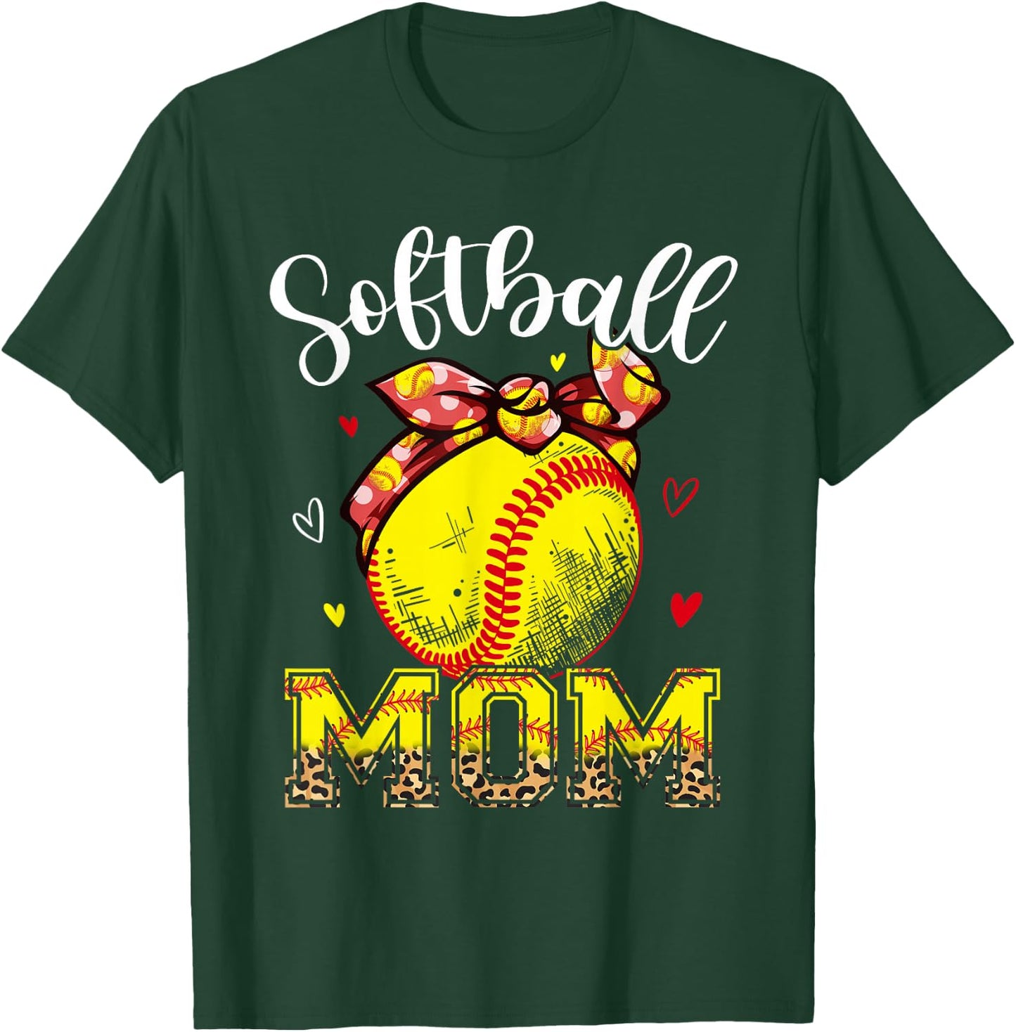 Softball Mom Headband Leopard Softball Ball Mothers Day Mama T-Shirt - T-Shirt | Forest