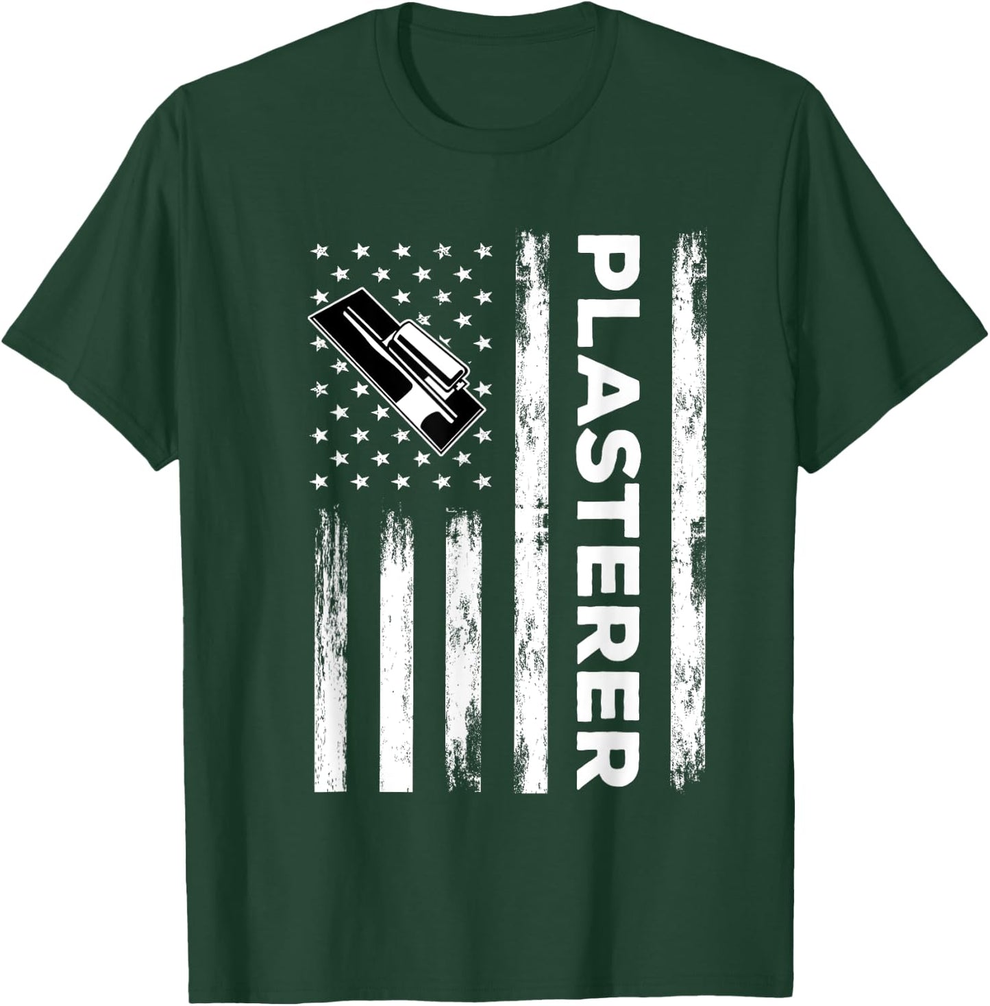 USA Flag Plasterer Outfit Bricklayer America Mason T-Shirt - T-Shirt | Forest