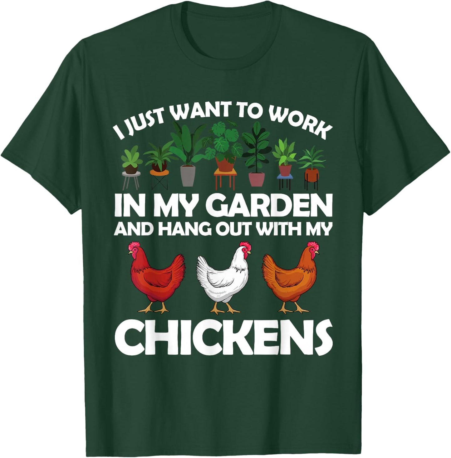 Funny Chicken Art Women Gardening Chicken Lover T-Shirt - T-Shirt | Forest