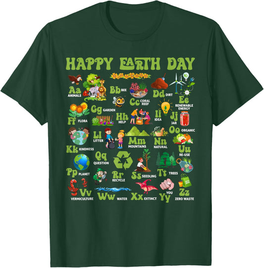 ABCs Of Earth Day Teacher Save Our Planet Nature Environment T-Shirt - T-Shirt | Forest