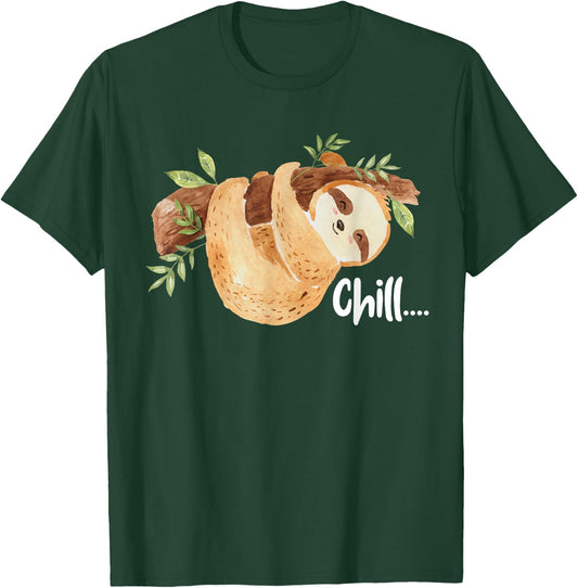 Chill - Hanging Sloth Wildlife Animal Lover Zookeeper T-Shirt - T-Shirt | Forest