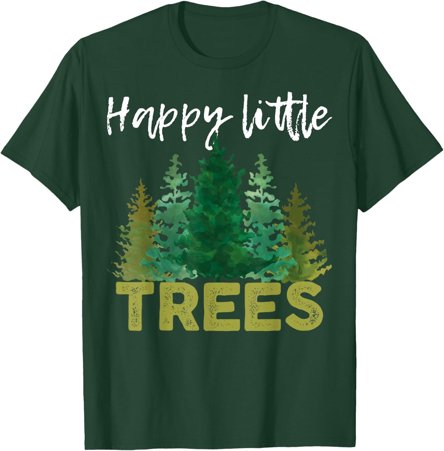 Funny Happy Little Trees Watercolor Style Camping T-Shirt - T-Shirt | Forest