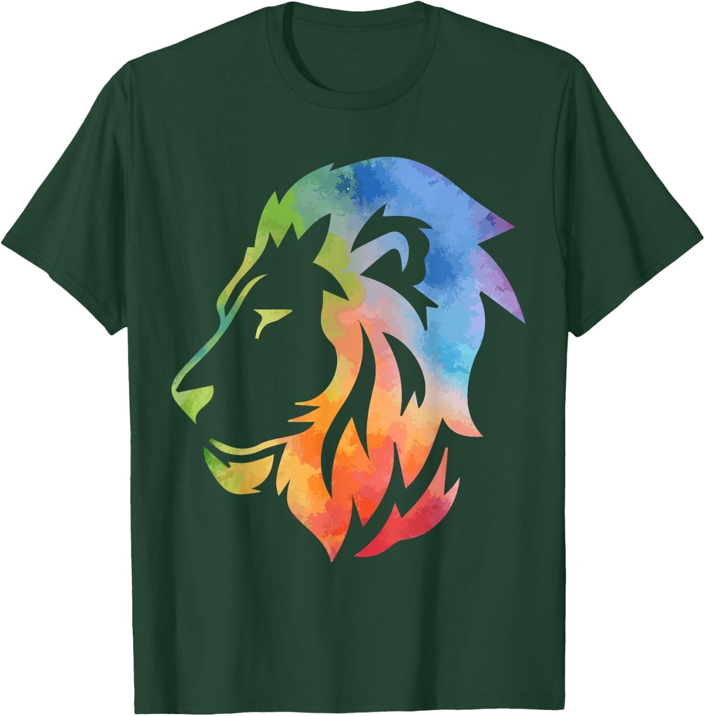 Lion Art Funny Felidae Large Cat Lover Outfit Men Women Kids T-Shirt - T-Shirt | Forest