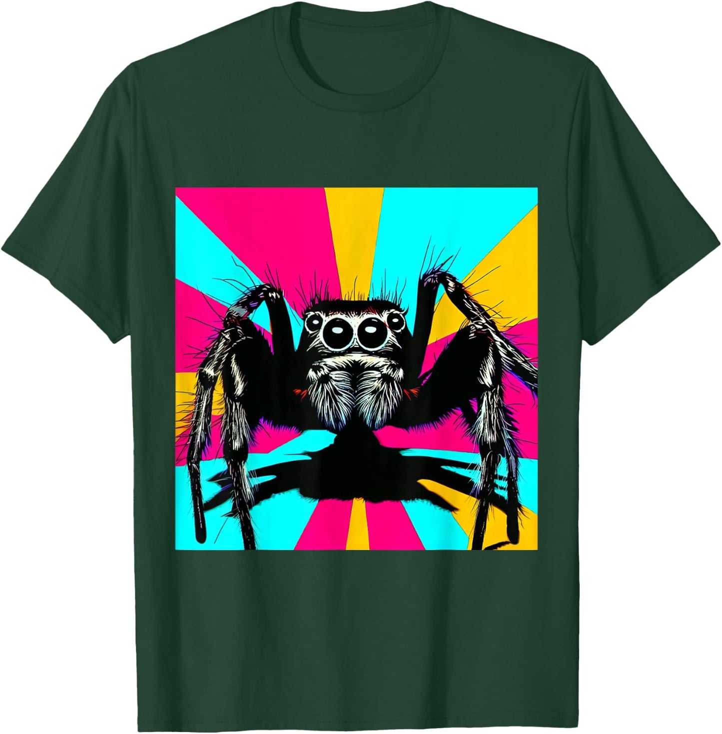 Jumping spider, Jumpingspiders, Andy Warhole style, colored T-Shirt - T-Shirt | Forest