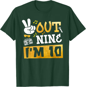 Peace Out 9 I'm 10 Years Old 10th Birthday Hip Hop Boy Girl T-Shirt - T-Shirt | Forest
