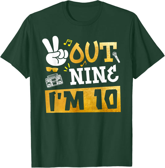 Peace Out 9 I'm 10 Years Old 10th Birthday Hip Hop Boy Girl T-Shirt - T-Shirt | Forest