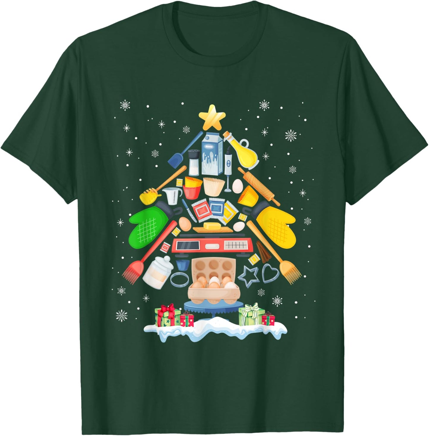 Baking Christmas Tree Pajama Merry Christmas Baker Xmas T-Shirt - T-Shirt | Forest