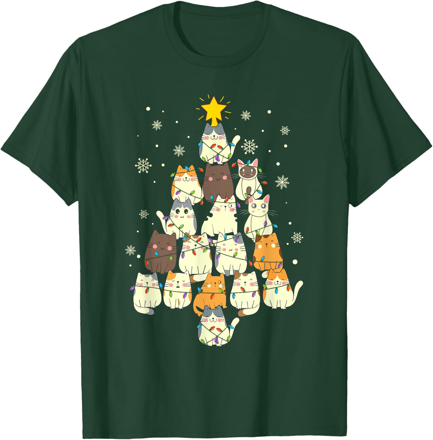Funny Cats Christmas Tree T-Shirt - T-Shirt | Forest