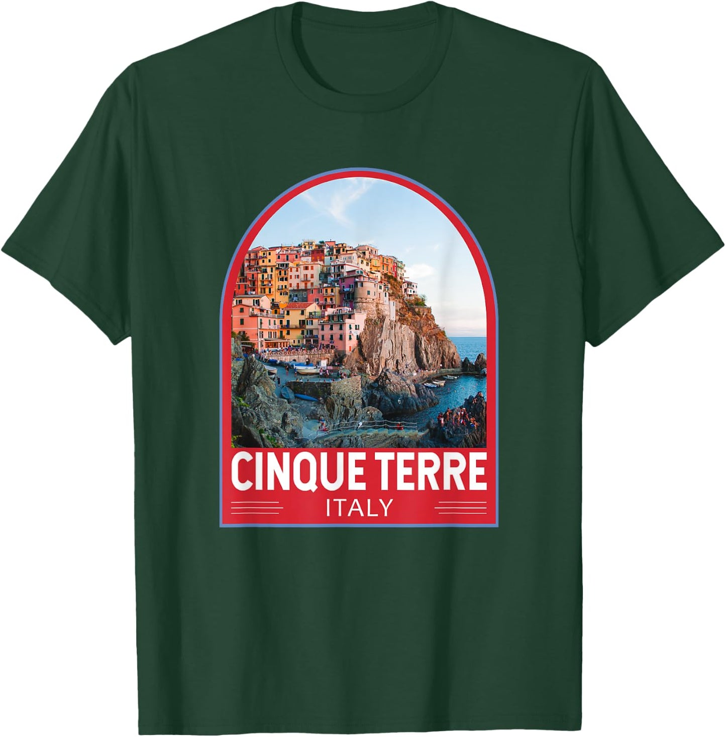 Cinque Terre Italy Retro Emblem Vintage T-Shirt - T-Shirt | Forest