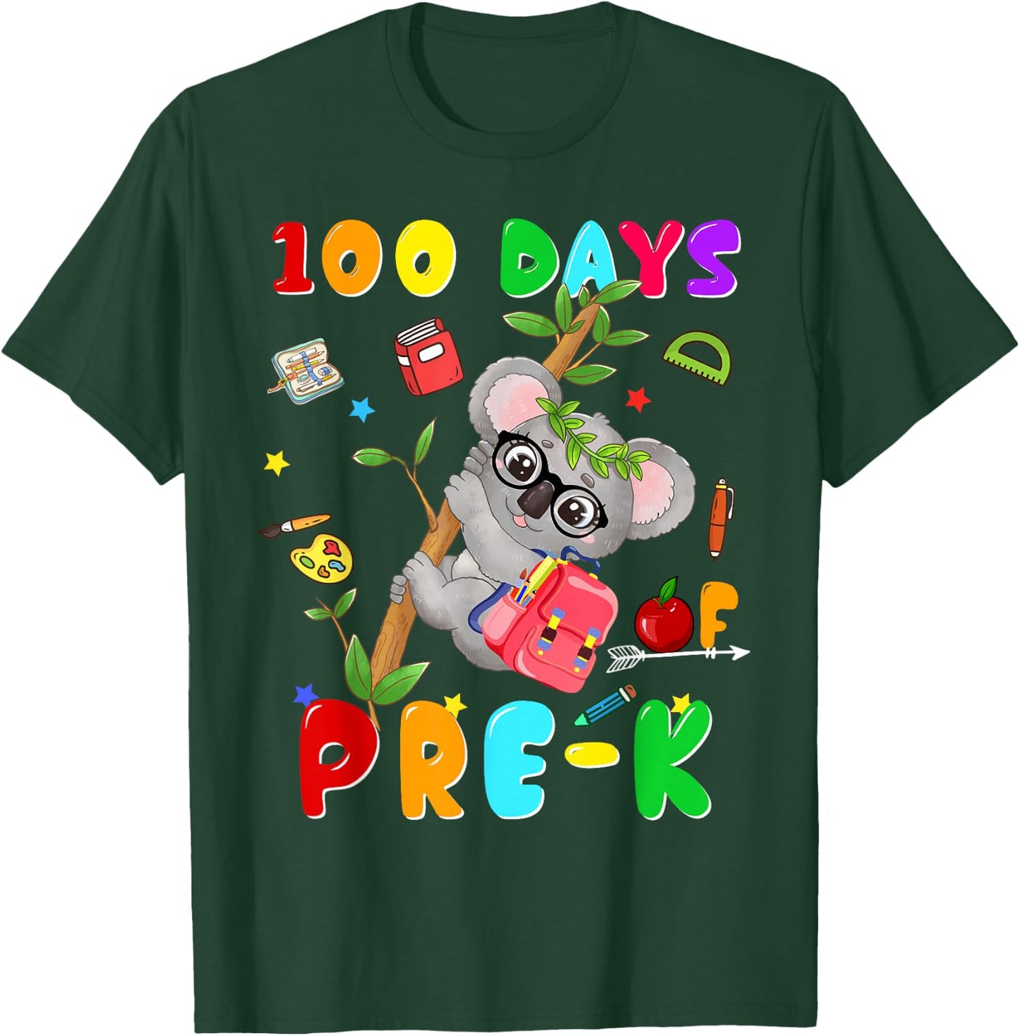 100th Day of School Pre-k Koala Happy 100 Days Of School T-Shirt - T-Shirt | Forest