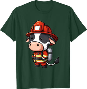 Cow Firefighter - Fireman Cow T-Shirt - T-Shirt | Forest