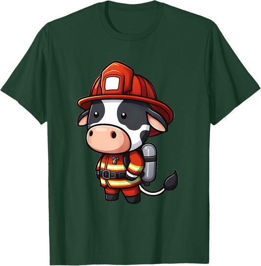Cow Firefighter - Fireman Cow T-Shirt - T-Shirt | Forest